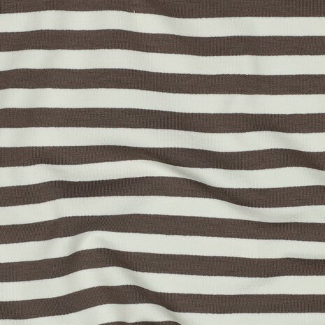 strepen taupe - french terry