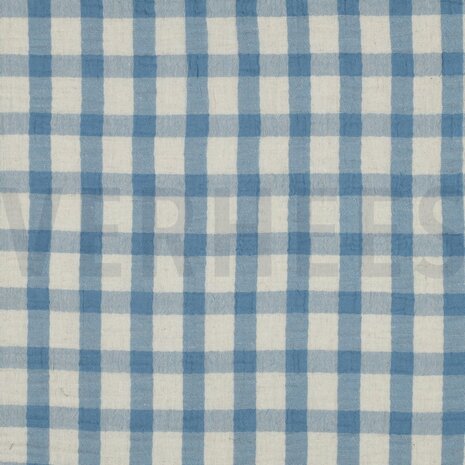 double gauze vichy licht blauw - double gauze