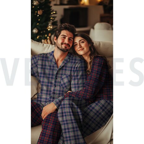 Navy/rood ruiten - Flannel