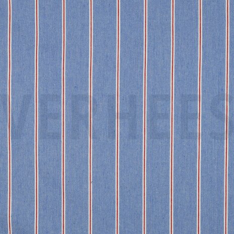 Licht blauwe/rode strepen jeans