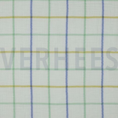 200 x 140 cm Double gauze ruiten groen- double gauze
