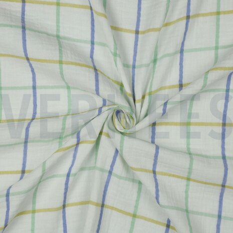 200 x 140 cm Double gauze ruiten groen- double gauze