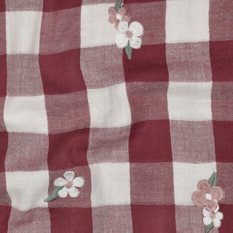 vichy geborduurd bloem roos - double gauze