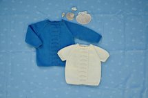 Breipakketje trui blauw schelpjes
