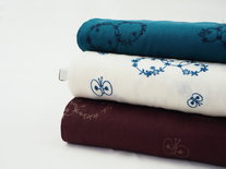 white with blue embroidery -double gauze