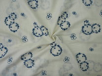 white with blue embroidery -double gauze