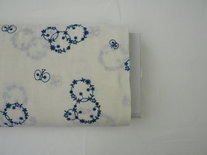 white with blue embroidery -double gauze