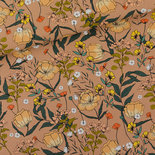 French Terry summer flowers - kameelbruin