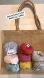 Haakpakket 5 in pastelkleuren grote jute draagtas (zie foto instagram)