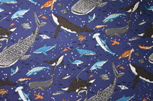 Boy's world navy blauw - katoen