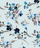 watercolour flower on light blue - katoen
