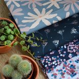 indigo met bloem katoen - katoen
