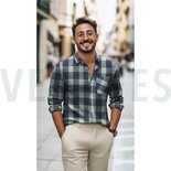 groen geruit -linnen/viscose