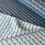 white waves on dark grey blue - triple gauze