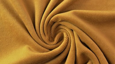 jersey washed cotton cord small rib ochre - nicky velours, corduroy