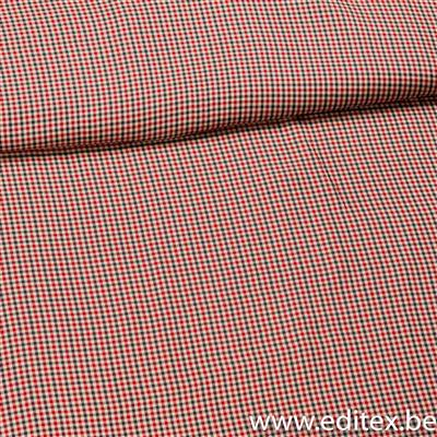 Benita ruitjes wit blauw rood - viscose