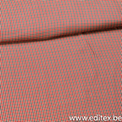 Benita ruitjes wit blauw rood - viscose