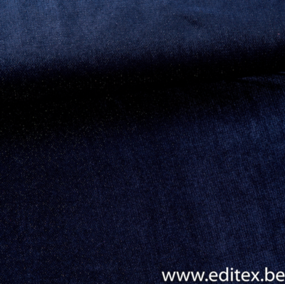 Carolle blauw met glitter - rekbare velours