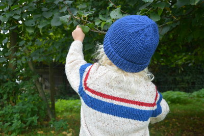 breipakket trui in ribbelsteek met streepjes