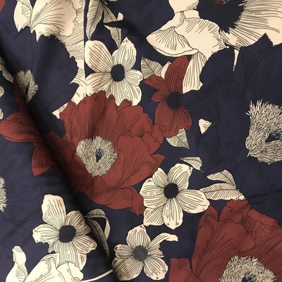 bloem blauw - viscose