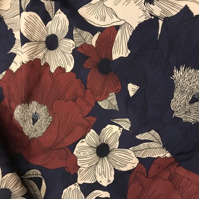 bloem blauw - viscose