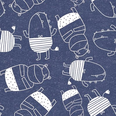 jeans met nijlpaarden - katoen