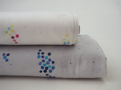 colourful pocho bijoux blue on white - double gauze
