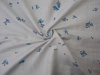 colourful pocho bijoux blue on white - double gauze