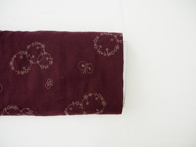 bordeaux with embroidery -double gauze