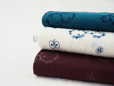 blue with blue embroidery -double gauze