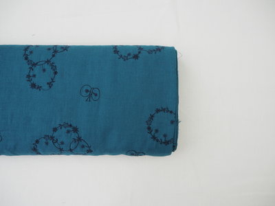 blue with blue embroidery -double gauze