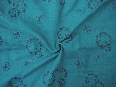 blue with blue embroidery -double gauze