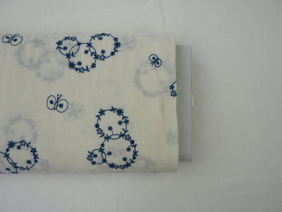 white with blue embroidery -double gauze