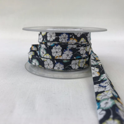 Biais bloem blauw zwart