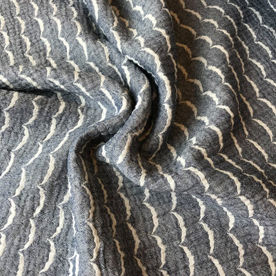 white waves on dark grey blue - triple gauze