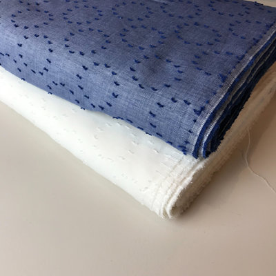 blauw met rondjes - plumetis