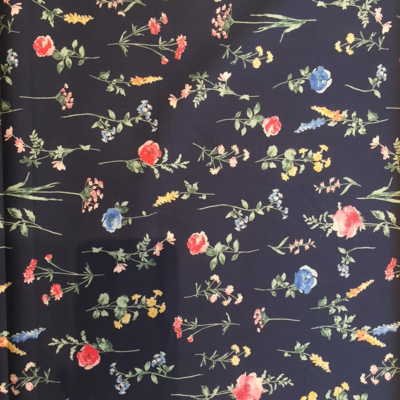 flowers on blue - cotton