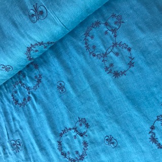blue with blue embroidery -double gauze