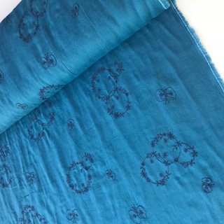 blue with blue embroidery -double gauze