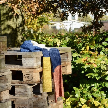 Breipakket sjaal met blokken
