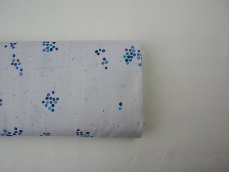 colourful pocho bijoux blue on white - double gauze