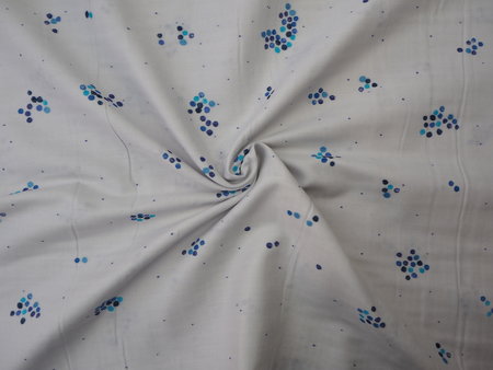colourful pocho bijoux blue on white - double gauze
