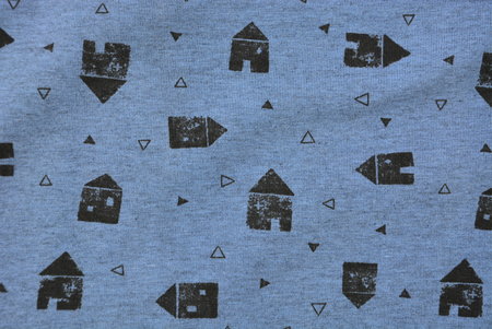 huisjes blauw gemêleerd - jersey