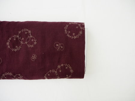 bordeaux with embroidery -double gauze