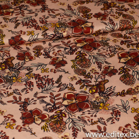 bloem oud roze/zalm - viscose