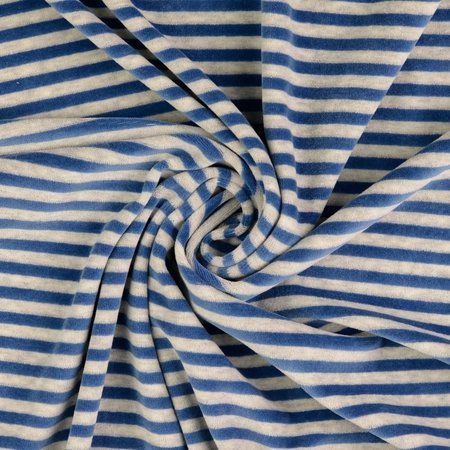 nicky velours grijs blauw streepjes