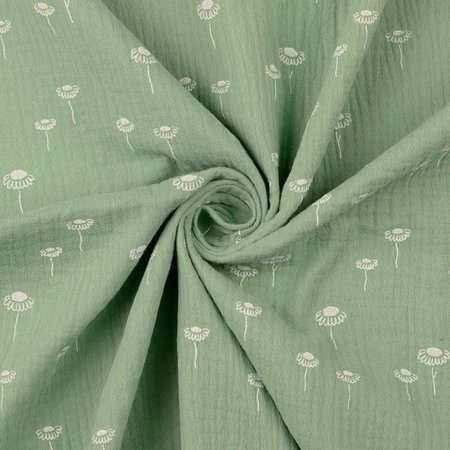bloemetjes groen - double gauze