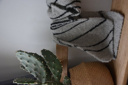 Breipakket bouclé sjaal grijs/zwart