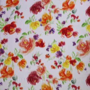 rode bloemen op ecru - viscose