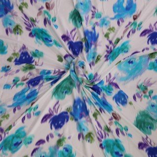 blauwe bloemen op ecru - viscose